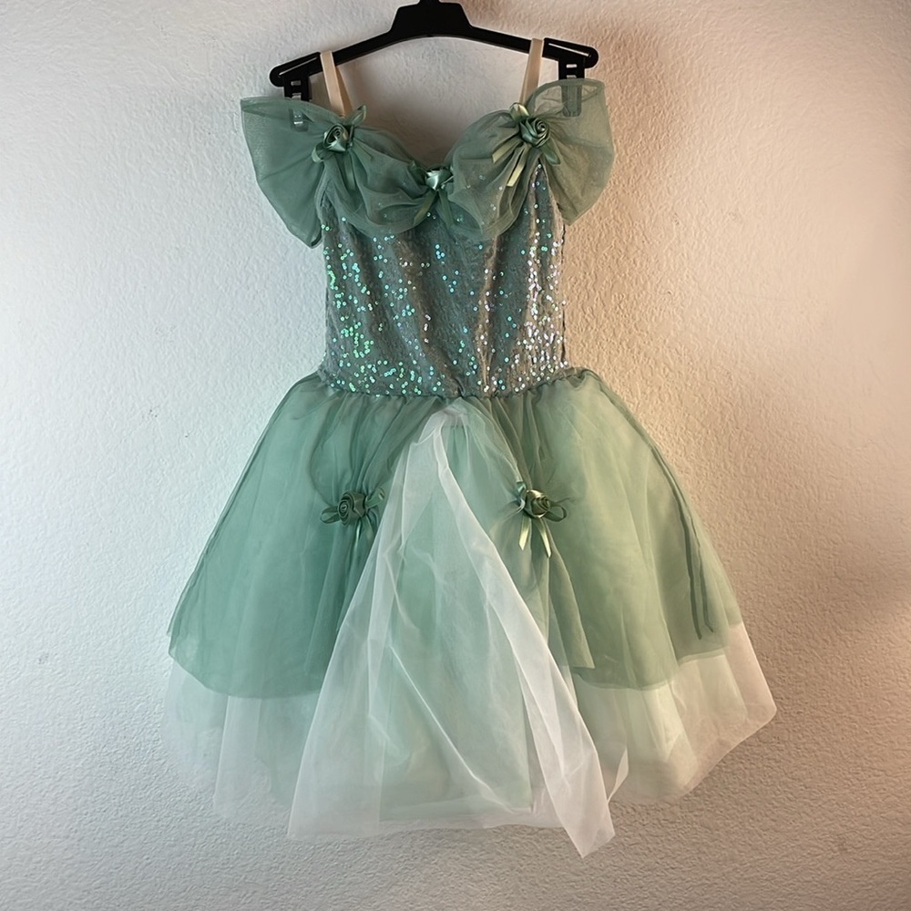 Weissman Girls Green Sequin Ballet Dress Costume IC 6-7 Princess